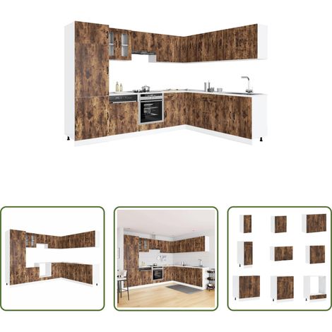 Armoires de cuisine - Ensemble d'armoires de cuisine 14 pcs Kalmar bois d'ingénierie (1/5)