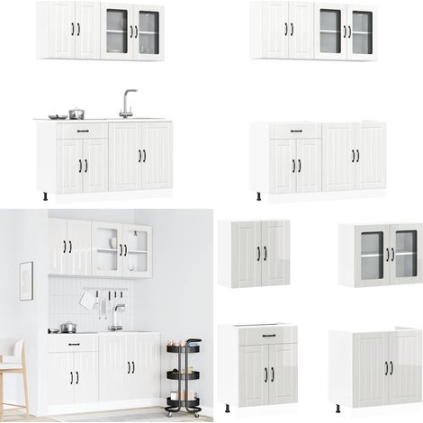 vidaXL 4-tlg. Küchenschrank-Set Kalmar Hochglanz-Weiß Holzwerkstoff (1/5)