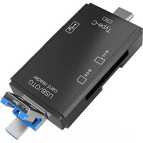Lecteur de cartes multifonctionnel 5 en 1, compatible OTG, noir, 7,5 x 2,7 x 1 cm (1/5)