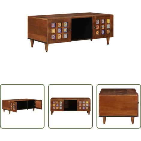 Table basse marron - Table basse Marron 100 x 54 x 40 cm Bois de mangue massif (1/5)