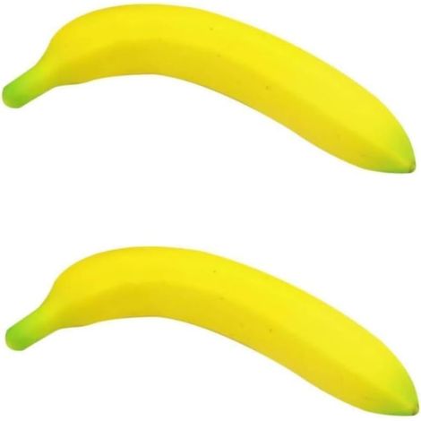 Lot de 2 bananes réalistes en plastique - Fruits jaunes artificiels assortis - Décoration de fête de Noël - Décoration d'intérieur (1/5)