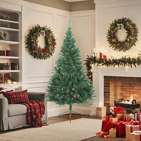 Sapin de Noël Arbre de Noël artificiel moitié avec support vert 180 cm PVC (1/5)