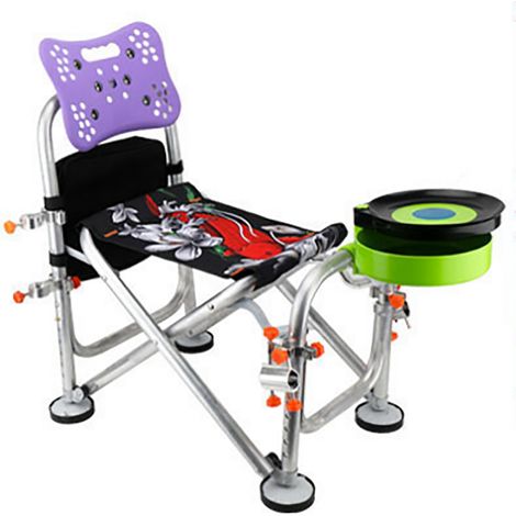 Chaise de pêche pliante en alliage d'aluminium, réglable en hauteur sur 6 niveaux, chaise de pêche escamotable pour pêche en extérieur et camping - version améliorée (1/3)