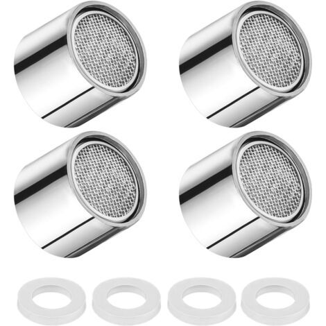 4-Piece M22 Faucet Aerator Set, Faucet Aerators with 4 Filter Seals, Chrome-Plated Brass Housing, Internal Thread, Water Saver for Kitchen and Bathroom Sink Faucets (1/5)