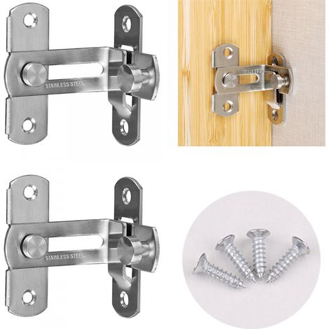 2 Serrures Porte Coulissante Angle Droit Acier Inox (1/5)