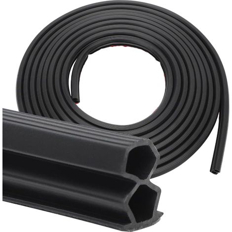 6M Self Adhesive Rubber Door Seal Strip 10 x 12 mm Soundproof Thermal Insulation Anti Cold Noise Collision Protection for Windows and Doors Black (1/5)