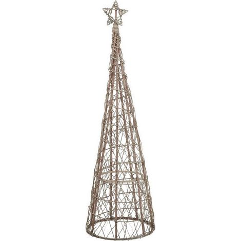 Large Led Christmas Tree with Star - Wicker - L40 x W40 x H130 cm - Brown
