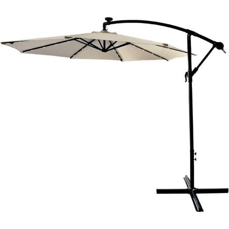 Ombrellone Esterno con Braccio Laterale e Luci LED - Beige - 300 cm (1/3)