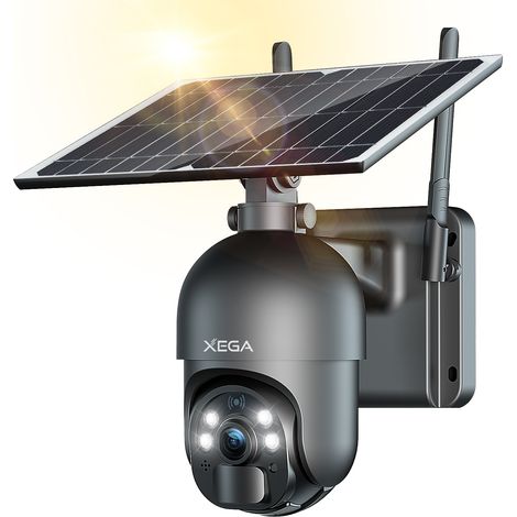 Caméra de sécurité extérieure 3G/4G LTE sans fil – Alimentation solaire – Vision nocturne 2K – Inclinaison 95° – Capteur de mouvement PIR – IP66 - XEGA 3 G (1/5)