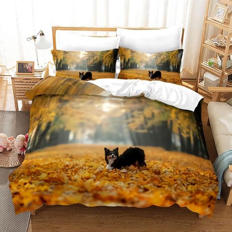 Kinderbettwäsche 135x200cm 2-teilig mit Border Collie Motiv, Mikrofaser, Reißverschluss
