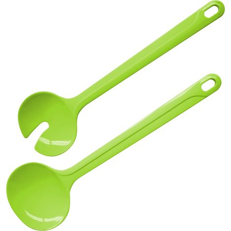 Couverts à Salade Tropical Fourchette et Cuillère à Salade en Plastique, Couverts de Présentation avec Poignée Ergonomique (Couleur : Vert), Quantité: 1 Pièce, 29.5x8.2x2.6cm