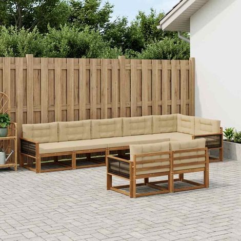 vidaXL Outdoor-Sofagarnitur 8 Stk. Natur und Beige (1/5)