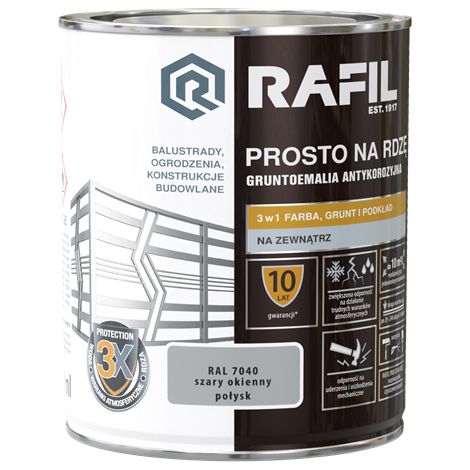 Rafil Prosto rostbeständige graue Fensterfarbe glänzend RAL7040 0,75 l (1/2)