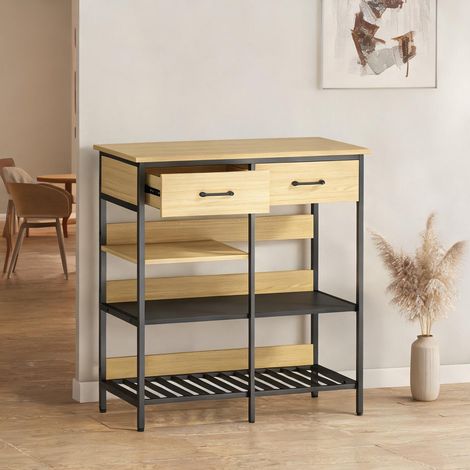 Buffet coloris natural bois en bois 90 x 40 x 91 cm (1/5)