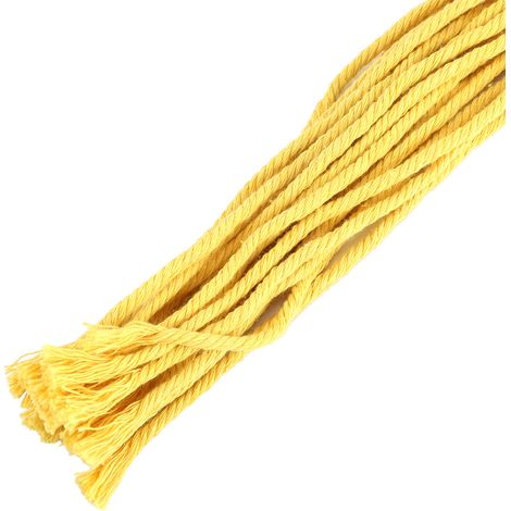 Porte-bouteilles de vin style bohème, en corde de coton tricotée à la main, sac de rangement suspendu jaune (1/5)