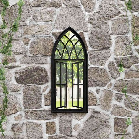 Miroir de jardin-Miroir décoratif-Miroir d'extérieur Noir 70x30 cm Fer pour utilisation extérieure 811979 (1/5)