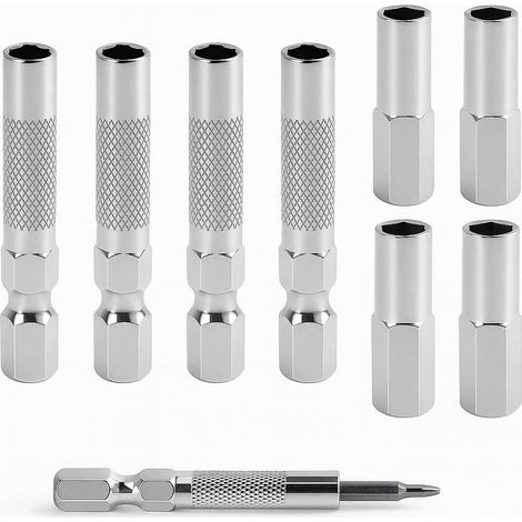 8 PCS Adaptateur d'Embout 1/4" à 4mm, Douilles Pour Embouts De Tournevis Et Micro-Embouts, Acier Résistant, Conversion Rapide Et Durable (1/5)