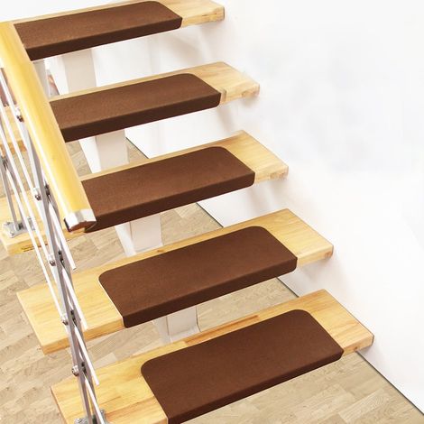 Tapis de marches d'escalier antidérapant 5 pièces, tapis d'escalier de sécurité avec adhésif réutilisable, marches d'escalier 55x22x4.5 cm (1/5)