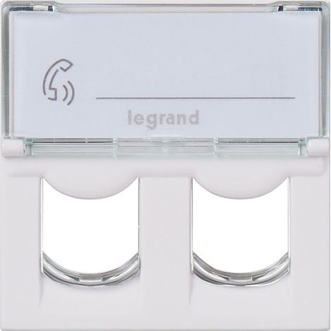 Plastron Mosaic 2 modules avec porte-repère transparent pour 2 connecteurs format Keystone blanc LEGRAND 078610 (1/5)