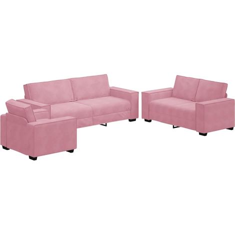 Maison Exclusive - Set di Divani 3 pz con Cuscini rosa in Velluto