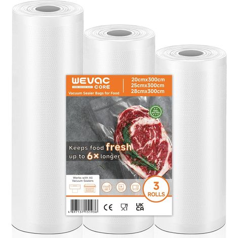 3 Rouleaux Sous Vide Alimentaire 20/25/28 x 300cm, Sans BPA (1/5)