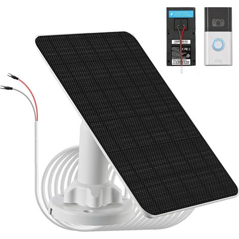 Panneau solaire de 3 W avec batterie intégrée de 4000 mAh, IP65, câble de charge de 4,02 m, uniquement compatible avec la sonnette vidéo Video Doorbell 3/4/3 Plus, caméra Battery Doorbell (1/5)