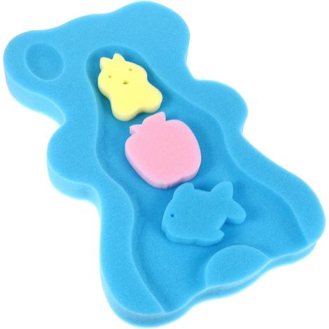 Tapis de bain bébé antidérapant en éponge - Support tête, cou et dos - Forme d'ours - Pour lavabo et baignoire - 48 x 29 x 4 cm Couleur Aléatoire (1/5)
