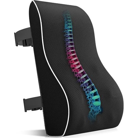 Ergonomic Lumbar Support Cushion with Double Adjustable Straps, Memory Foam Back Support for Comfortable Sitting Position, Lumbar Pillow for Office Chair, Sofa, Car Seat (1/5)