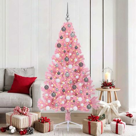 Künstlicher vorbeleuchteter Weihnachtsbaum Rosa 180 cm PVC