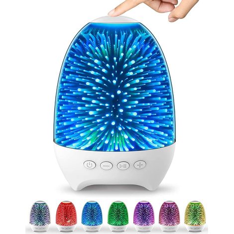 Veilleuse Bluetooth avec haut-parleur intégré, lampe de chevet musicale en verre 3D à 7 couleurs, lampe de nuit tactile LED rechargeable et portable – Idée cadeau (1/5)