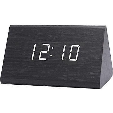 Réveil en bois à LED avec fonction de réveil en douceur et interface USB, réveil décoratif pour chambre à coucher. (1/5)