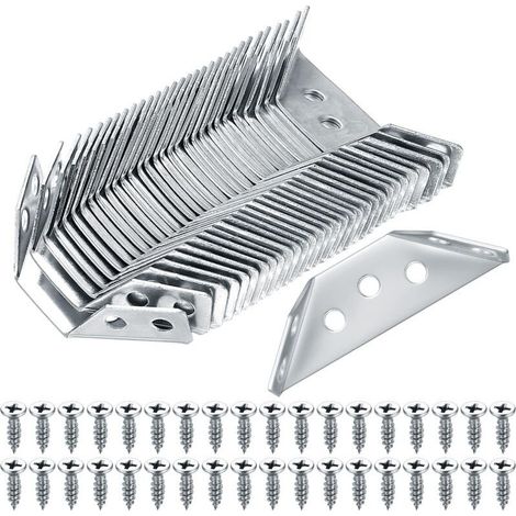 Lot de 30 connecteurs d'angle universels en acier inoxydable – équerres triangulaires pour meubles, armoires, chaises et tables. (1/4)