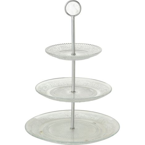 Etagere aus Glas mit zwei Ebenen, RELIEF, 35 cm (1/4)