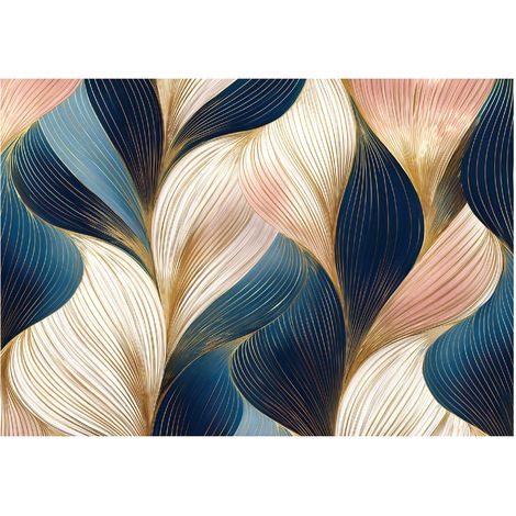 Papier peint mural art déco abstrait doré intissé grand format design intérieur salon chambre pas cher 200x140 cm