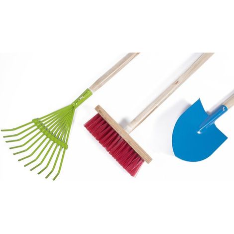 Kit de jardinage pour enfants avec râteau, pelle et brosse (1/2)