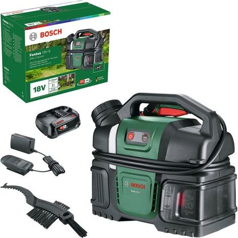Limpiador a presión (de bicicleta) inalámbrico BOSCH - Fontus 18V-6 - Batería 18V 2.0Ah + cargador AL1820 - Depósito 6L