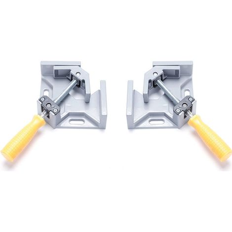 2 Pcs Serre Joint Angle 90 °, Etau D'angle Alliage d'Aluminium Pince de Soudage d'angle avec mâchoire pivotante réglable, pour Outils Menuisier, Soudage de Charpentier (Gris) (1/4)