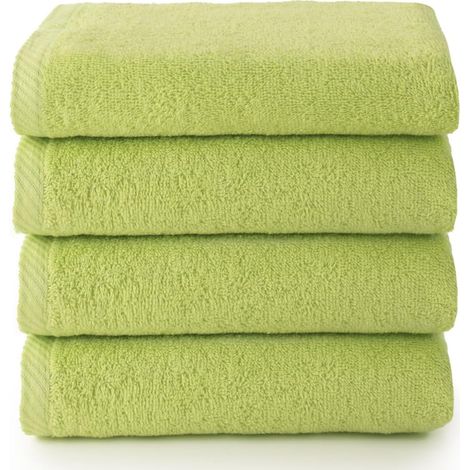 Plafonnier Cristal Serviette de Bain - Lot de 4 - Coton Peigné - Absorption Rapide - Salle de Bain - 30x50 Cm - Vert (1/4)