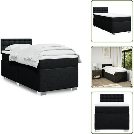 Boxspringbett mit Matratze Schwarz 90x190 cm Stoff - Boxspringbett - Doppelbett - Schlafsystem - Bettsofa - Bettgestell (1/5)