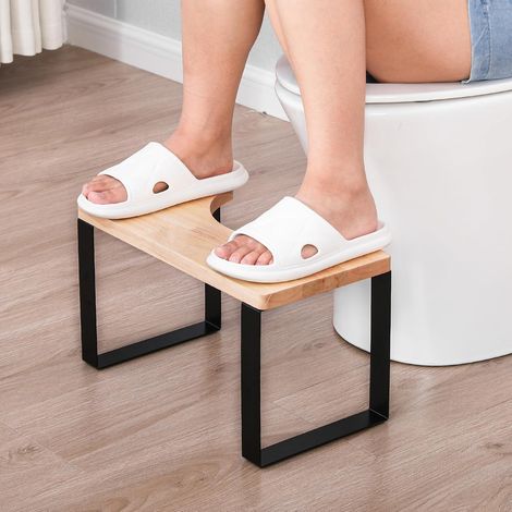 Tabouret de salle de bain, toilettes en bois pour la salle de bain, bassine de lit pour adultes et enfants, tabouret portable avec design antidérapant, protection contre les taches, les rayures et les (1/5)