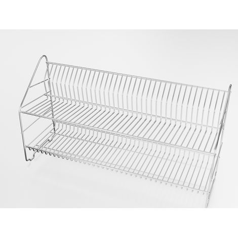 Secador de platos doble 80 con soporte plateado -MET