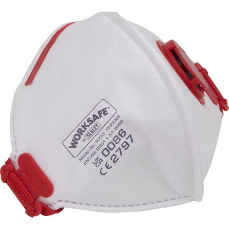 Sealey 9333/10 Worksafe Valved Fold Flat Mask FFP3 - Pack of 10 (1/2)