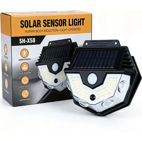 TrAdE Shop Traesio - Lampada Luce Solare Con Sensore Movimento Crepuscolare Sh-x58 Impermeabile Da Esterno - (1/5)