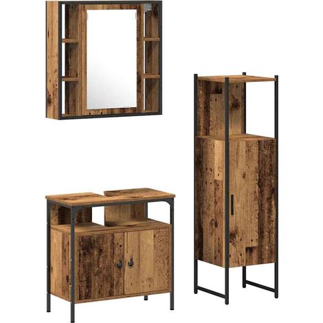 Maison Exclusive - Badezimmermöbel-Set mit Regal mit Tür 3 pcs Br