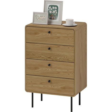 Cómoda 4 cajones dormitorio estrecho 60 x 39 x 91.5 cm almacenamiento seguro antivuelco estilo moderno y depurado de MDF roble 210003749 (1/4)