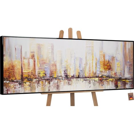 Gemälde Morgens in Megapolis Rahmen Schwarz 120x40 cm (1/5)