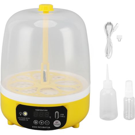 Incubateur 4 œufs avec contrôle de la température et de l'humidité, silencieux, économe en énergie, USB, mini-couveuse pour volailles, idéale pour l'éveil des enfants, retournement automatique des œuf (1/5)