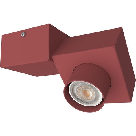 LUMICOM CROSS Plafoniera, 1X GU10, max 42W, metallo, rosso cowhide, 20x14cm