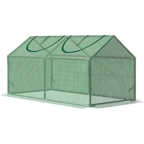 Outsunny Mini Serra per Orto con Copertura in PE Verde e Picchetti 120x60x60cm
