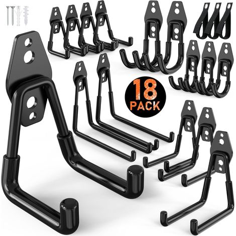 Crochets de Garage, 30 Pcs Revêtement Antidérapant, Noir (1/5)